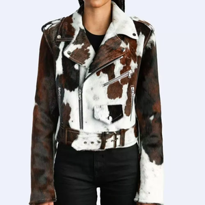 Nueva Chaqueta de Cuero Safari para Mujer, de Piel Vacuna Natural, Transpirable, Resistente al Viento e Impermeable, con Detalles de Lona, Algodón y Nailon, con Estampado de Vaca - Product Image 6