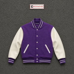 PREMIUM PURPLE LETTERMAN <b>JACKET</b> <b>FOR</b> <b>MEN'S</b> CLASSIC CAMPUS STREET STYLE COMFORTABLE WINTER DAILY WEAR VARSITY <b>SMART</b> CASUAL <b>JACKET</b> - Product Image 5