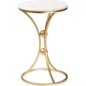 Mesa de Centro Vintage de Aluminio Plateado, Mesa Auxiliar Redonda con Pedestal, Acabado Antiguo para Sala de Estar o Dormitorio - Product Image 4