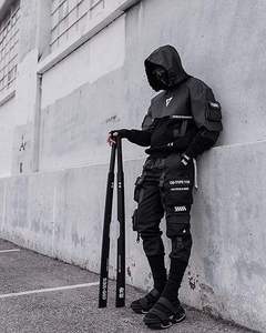 Sudadera con Capucha Corta para Hombre, Estilo Techwear, Streetwear, Táctica, Cyberpunk, con Múltiples Bolsillos, Ropa Personalizada al por Mayor - Product Image 3