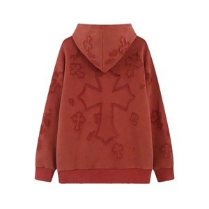 Hoodie Oversize en Coton Molletonné Coupe Boxy Épaules Tombantes Options de Logo Personnalisé Disponibles MOQ 10 Unisexe Rouge Tricoté avec Poche Avant - Product Image 2