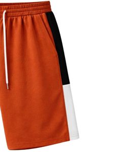 Shorts décontractés pour hommes en jersey orange mat et noir, en coton et polyester, avec cordon de serrage et taille élastique, pour la gym et le sport, fournisseur OEM - Product Image 4