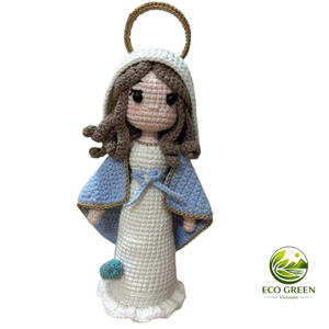 Muñeca de la Virgen María Tejida a Crochet, Figura Religiosa Católica Hecha a Mano con Rosario y Corona, Decoración para Altar Cristiano, Regalo - Product Image 5
