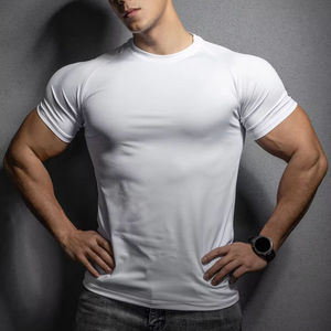 <b>Men's</b> White Solid Short Sleeve Neck Casual Knitted Heat-Transfer Printed 100 Grams Quick Dry T-<b>Shirt</b> 100% Cotton Summer Wear - Product Image 1