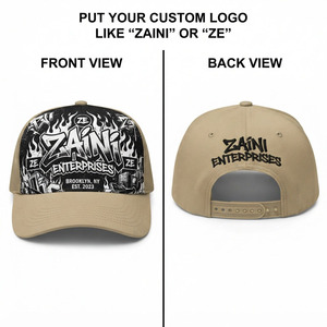 ZAINI Premium 280 GSM Waterproof Cotton Mesh Trucker Hat <b>Navy</b> <b>Blue</b> 5-Panel <b>Cap</b> Custom Chenille Embroidery Logo Beach Outdoor - Product Image 1