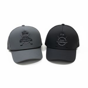 Custom Logo Black Golf Cap 5 Panel Waterproof PU Leather Hat Adjustable Sports Cap Wholesale - Product Image 5