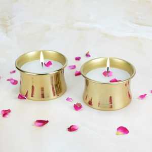 Juego de 2 Portavelas de Hierro Forjado Ember, Duraderos y Ecológicos, Acabado Martillado en Cobre Dorado, Estilo Cuenco Decorativo para el Hogar - Product Image 5