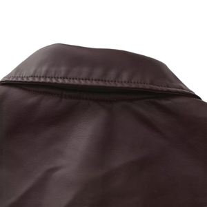 Chaqueta de Cuero Genuino para Mujer, Estilo Camionero, Cuello Camisero, Manga Larga, Cierre de Botones, Corte Corto, Estilo Otoñal - Product Image 5