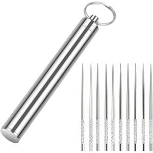 Portable Metal Travel <b>Toothpick</b> Holder 10PCS Reusable Titanium <b>Toothpicks</b> Pocket <b>Toothpick</b> Containers for Travel Use - Product Image 1