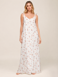 Vestido de Verano para Mujer, Estilo Occidental, Estampado Floral, Color Blanco, Cuello en V, Sin Mangas, Tirantes, Corte Holgado, Línea A, para Playa - Product Image 3