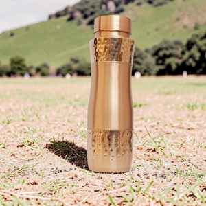 Bouteille d'eau en cuivre martelé à double bande, anti-fuite, style ayurvédique, pour la maison, le bureau et les voyages - Product Image 5