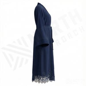 2025 OEM Kimono Abaya pour femmes musulmanes, en tissu polyester épais, doux et très extensible, col en V, manches longues, pour fêtes, Ramadan, mariages - Product Image 3