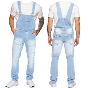 Peto vaquero vintage para hombre con tirantes ajustables, corte ajustado, estilo casual urbano, suave y cómodo para el trabajo - Product Image 1