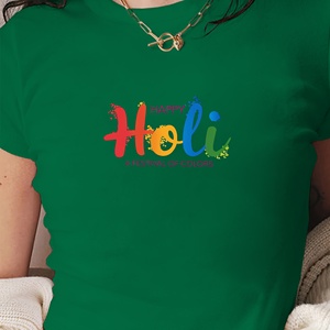 Happy Holi A Festival Of Colors Camiseta corta de moda para mujer - Product Image 3