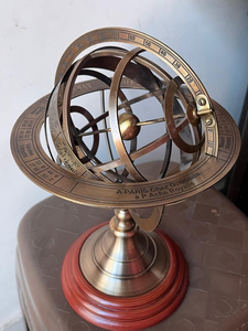 Sphère armillaire en laiton antique, globe céleste personnalisé, globe astronomique fait main avec base en bois, pour bureau de direction - Product Image 6