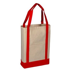 Custom Print Logo Canvas <b>Tote</b> <b>Bag</b> Natural with Royal Blue Trim Long Handles Front Pocket Large Size <b>Travel</b> <b>Bag</b> for Groceries - Product Image 6