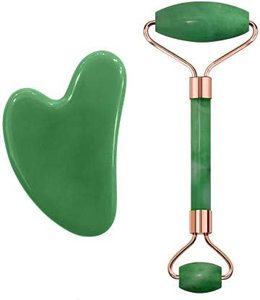 4 Piece <b>Set</b> Jade Roller and Gua Sha Tools for Facial <b>Massage</b> Skin Care Routine Includes Green Jade Roller - Product Image 2