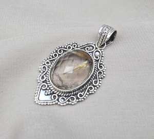 Pendentif en quartz rutile, argent sterling 925, bijoux faits à la main, collier en pierre précieuse naturelle unique pour femmes et hommes, cadeau - Product Image 4