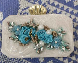 Resin <b>Clutch</b> Bag Luxury Handbag Perfect Gift for Her Evening Party <b>Embellished</b> <b>Clutches</b> From India - Product Image 4