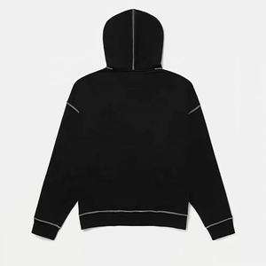 Sudadera con capucha de peso pesado para hombre con logotipo personalizado en contraste en negro ropa informal transpirable y cómoda mezcla de algodón básico - Product Image 2