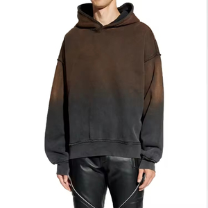 Sweat à capuche streetwear personnalisé pour homme 2026, confortable, délavé à l'acide, coupe ample, brodé de strass, pour l'hiver, motif uni - Product Image 6