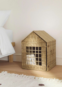 Rustic Rattan House Shape <b>Storage</b> <b>Basket</b> Woven <b>Toys</b> <b>Basket</b> Decorative Organizer Perfect For Nursery Playroom Decor - Product Image 6