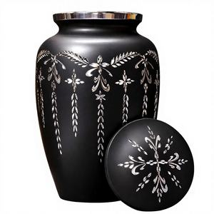 Urna Funeraria Negra con Corte de Diamante para Adultos, Urnas Funerarias Clásicas de Aluminio de Alta Calidad para Adultos - Product Image 1