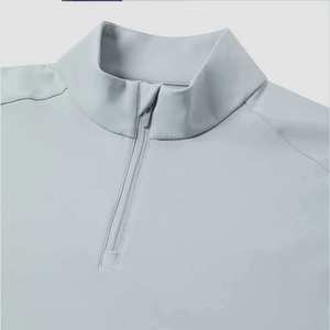 เสื้อสเวตเชิ้ตผู้ชายแบบซิปครึ่งตัว แขนสั้น ผ้าฝ้าย ไม่มีลาย - Product Image 6