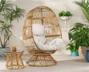 Moderno al aire libre Poly Rattan Swing Chair Set Mimbre y tela Sofás de jardín para Villa Muebles de jardín - Product Image 2