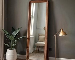 Espejo de pie con marco de madera y acabado natural para yoga y sala de fitness, ayuda a monitorizar la postura y los movimientos. - Product Image 2