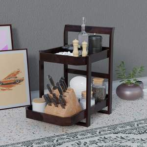 Étagère à épices en bois artisanal de qualité supérieure à 2 niveaux et organisateur de comptoir de cuisine |   Étagère de rangement pour armoire et présentoir de décoration intérieure - Product Image 3