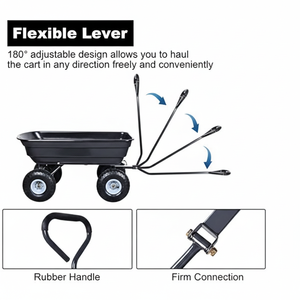 Carretilla de Jardín de Metal, Plástico y Goma de Alta Resistencia, Mecanismo de Volteo Patentado para Transportar Tierra, Leña y Mulch - OEM/ODM GARPYC000 - Product Image 6