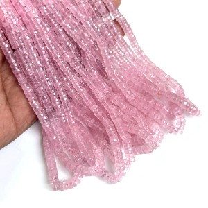 Natural Rose Quartz Faceted Heishi Tyre Shape Loose Gemstone Beads for Jewelry Making 6mm Rose Quartz Beads Strands at Bulk Rate - Product Image 3