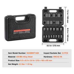 Set di chiavi a bussola a impatto da 14 pezzi, attacco da 3/8 pollici, metrico 7-20 mm, a 6 punte, in acciaio legato Cr-Mo, facile da leggere, per riparazioni auto - Product Image 6