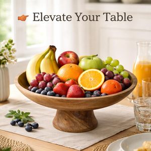 KHATI HOUSE Royal Harvest - Soporte para Frutas de Madera de Mango |   Cuenco de Servir con Pedestal Hecho a Mano para Comidas Elegantes y Decoraciones de Bodas - Product Image 1