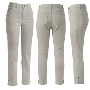 Pantalon chino femme taille mi-haute cinq poches coupe droite printemps-été en coton/élasthanne longueur intégrale teint en pièce lavable respirant 6.78 OZ - Product Image 3