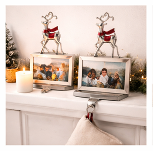 Luxury Silver Metal Reindeer <b>Stocking</b> <b>Holder</b> For Mantel Sturdy Zinc Alloy Fireplace <b>Stocking</b> Hanger With Weighted Base Nordic - Product Image 2