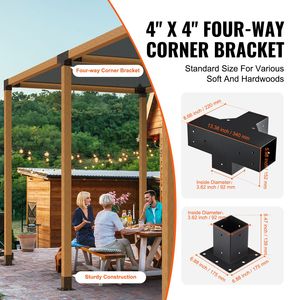 Kit de Soportes de Esquina Reforzados de 4 Vías, Tamaño Interior 4FT X 4FT (3.6x3.6), Base para Postes de Madera DIY para Pérgola, Gazebo, Pabellón, Fácil Instalación - Product Image 2
