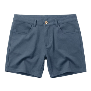 Shorts de détente pour hommes avec logo personnalisé, disponibles en 5 longueurs de entrejambe (2,5''/3''/4''/5''/6''), avec braguette boutonnée et passepoil, en tissu doux en mélange de rayonne. - Product Image 2