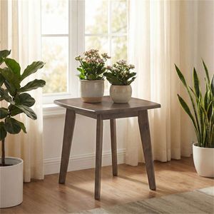 Tavolino Quadrato in Legno di Gomma Massiccio con Finitura Noce da 17 Pollici, Elegante Tavolino d'Appoggio per Soggiorno o Camera da Letto - Utilizzabile come Tavolino da Caffè - Product Image 5