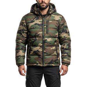 Chaqueta Acolchada Verde Bosque, con Relleno de Plumón, Aislante y Cálida, 100% Poliéster, para Hombre, con Capucha, Resistente al Viento - Product Image 5