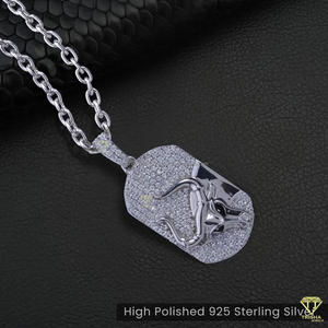 Designer Bull Pendant Necklace With Moissanite Diamonds And White Gold Finish Hip Hop Jewelry - Product Image 3