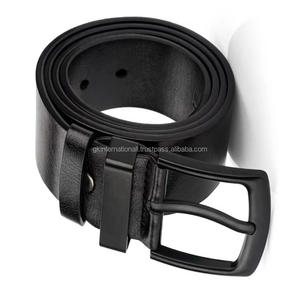 Cinturón informal de cuero de vaca Premium negro para hombres jeans con hebilla de Latón chapado en negro de lujo cinturón informal de negocios - Product Image 6