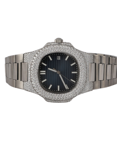Montre de luxe entièrement sertie de diamants en moissanite taille ronde, avec des caractéristiques classiques, cadran noir, cadeau pour homme - Product Image 1