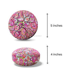 Tambor de Lengüeta Decorativo de Acero Inoxidable con Esmalte Floral Rosa Paisley, Impresión Digital, con Mazos de Goma para Meditación, Yoga y Sonido - Product Image 5