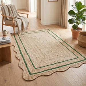 <b>Pink</b> Scalloped Reversible <b>Braided</b> Jute Runner Rug for Hallway & Bedside Spaces - Product Image 5