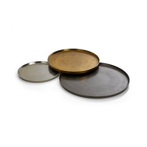 Plateaux ronds en aluminium pour servir et plateaux de service ronds plaqués or - Product Image 1