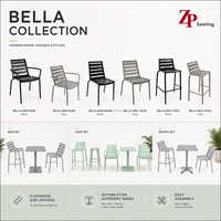 Meubles de restaurant, tables et chaises de haute qualité pour l'extérieur, café, terrasse, lattes en aluminium, bistrot, métal argenté, table résistante aux intempéries