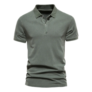 Men's <b>Orange</b> Short Sleeve Knitted <b>Polo</b> Shirt Regular Fit Casual Solid Color Button Design - Product Image 6