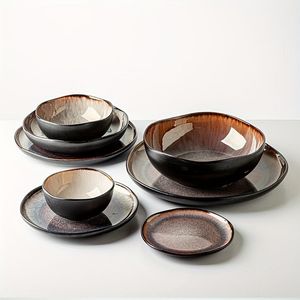 Assiettes Creuses Irrégulières Rétro – Luxe Abordable – Plat à Salade et Assiette à Soupe en Céramique pour la Maison – Vente Transfrontalière - Product Image 3